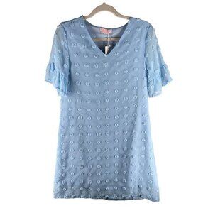 C+D+M Womens Dress Size S Sheer‎ Chiffon Swiss Dot V-Neck Shift